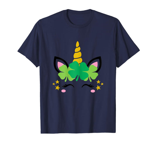 Unicorn Face St Patrick's Day Kids Girls Women T-Shirt