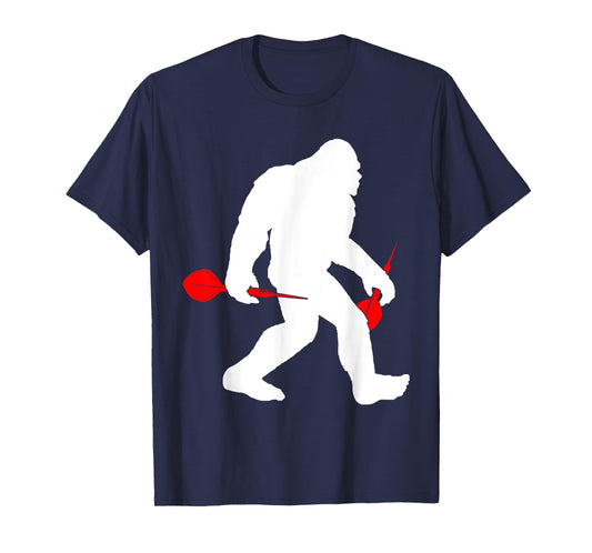 Bigfoot Darts Player Dart Lover Yeti Sasquatch Playing Darts T-Shirt