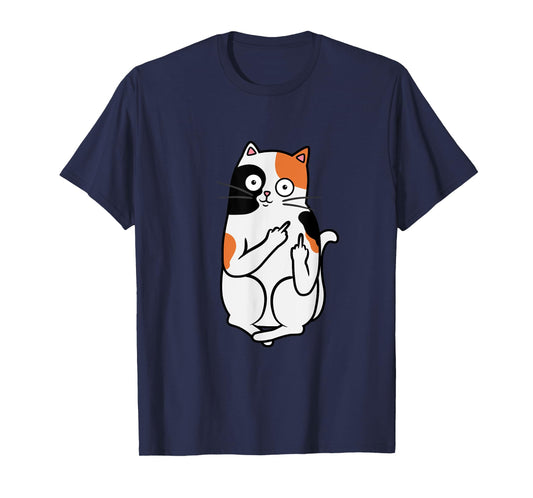 Cat Middle Finger Calico Flippin' Bird Tee T shirt T-Shirt