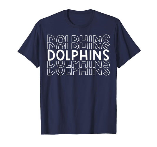 Dolphins School Sports Team Mascot Town Go College Athlete T-Shirt