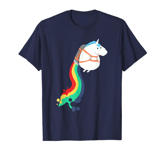 cute funny unicorn on rainbow jetpack graphic T-Shirt