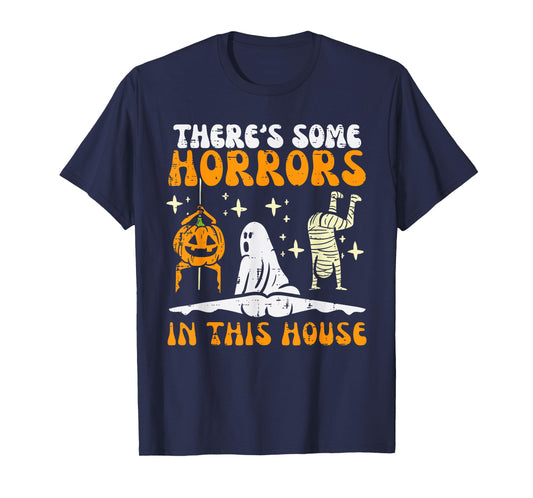 There's Some Horrors in This House Funny Horror Characters T-Shirt