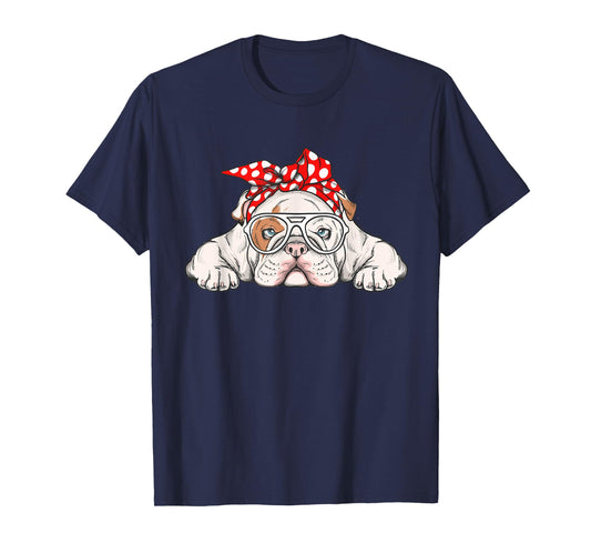 English Bulldog With Bandana - Dog Animal Lover Puppy Owner T-Shirt
