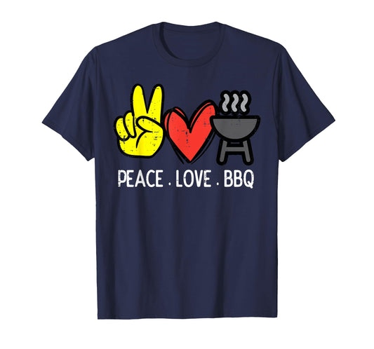Peace Love Bbq Retro Barbecue Meat Grilling Men Women Kids T-Shirt