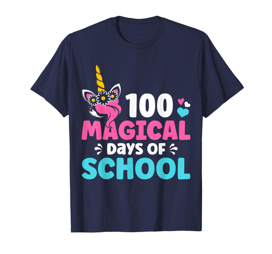 100th Day of Kindergarten For Girls 100 Magical Days Unicorn T-Shirt