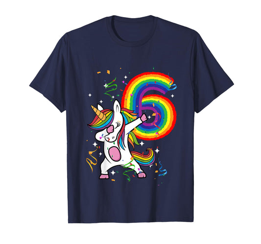 Birthday Rainbow Dabbing Unicorn 6 Years Old Girls Shirt T-Shirt