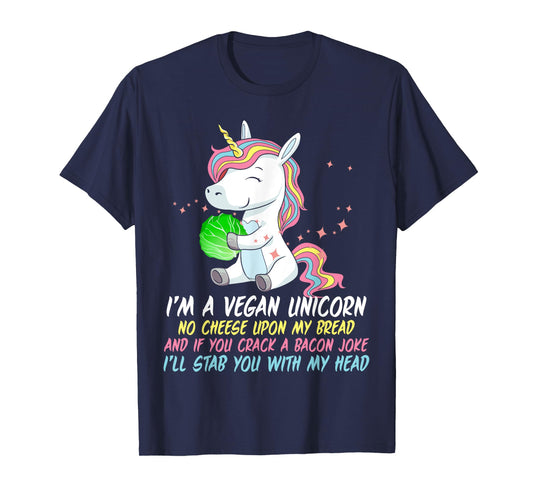 Vegan Unicorn Funny Saying Badass Men Women Herbivore T-Shirt