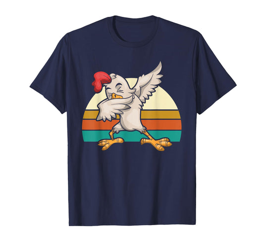 Retro Dabbing Rooster Kids Gift Funny Chicken T-Shirt