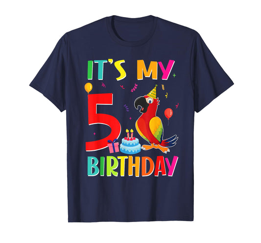 Its My 5th Birthday Parrot Bird Lover 5 Years Old T-Shirt