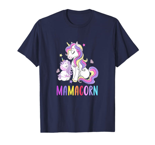 Cute Mamacorn Unicorn Mom Birthday Outfit Rainbow Colors T-Shirt