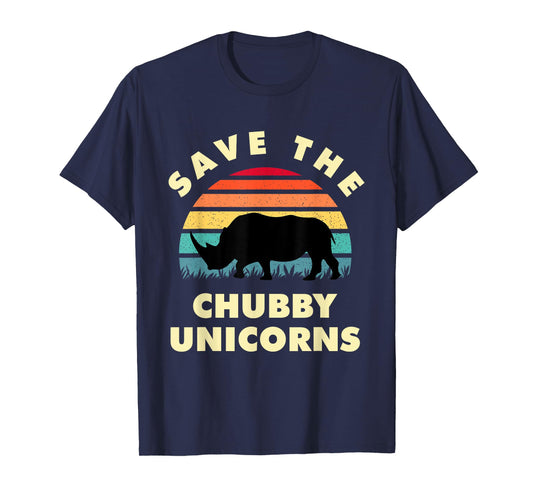Save The Chubby Unicorns - Vintage Rhino Lover Gift T-Shirt