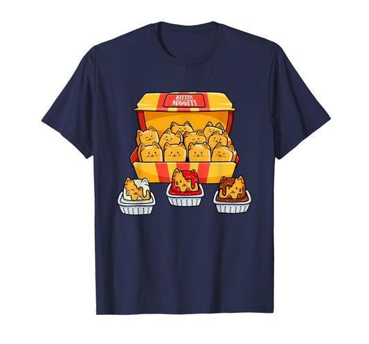 Kitten Nugget Food Pun Kitty Lover Gift Chicken Nuggets Cat T-Shirt for Men Women Girls Kids