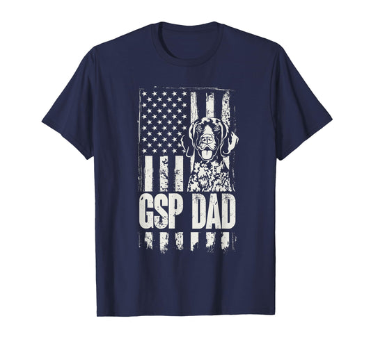 German Shorthaired Pointer GSP Dad Dog American Flag T-Shirt