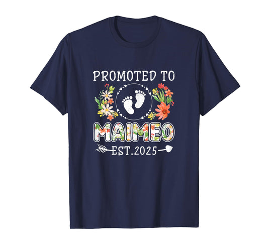 Promoted to Maimeo 2025 Flower First Time Grandma T-Shirt