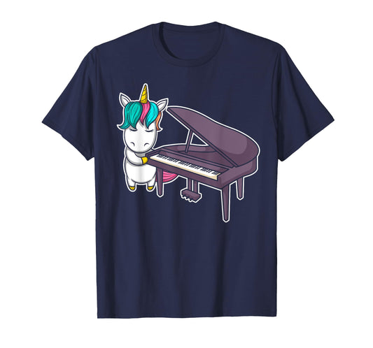 Cute Grand Piano Player Pianist Musician I Unicorn T-Shirt
