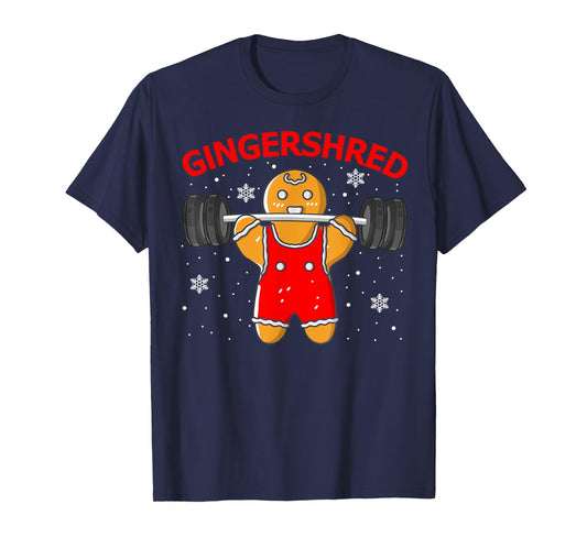 Funny Gingershred Gingerbread Man Gym Squad Xmas Holiday T-Shirt