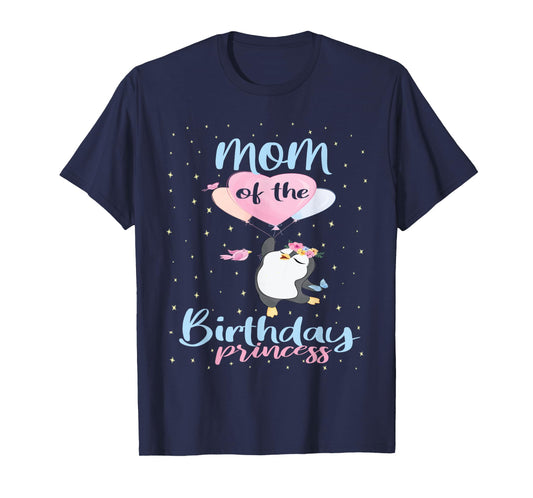 Mom Of The Birthday Princess Penguin Girls B-day Party T-Shirt