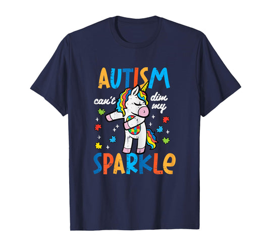 Autism Unicorn Floss Cant Dim My Sparkle Awareness Girls Kid T-Shirt