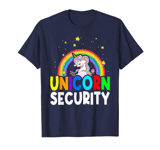 Halloween Dad Mom Daughter Adult Costume Unicorn Security T-Shirt