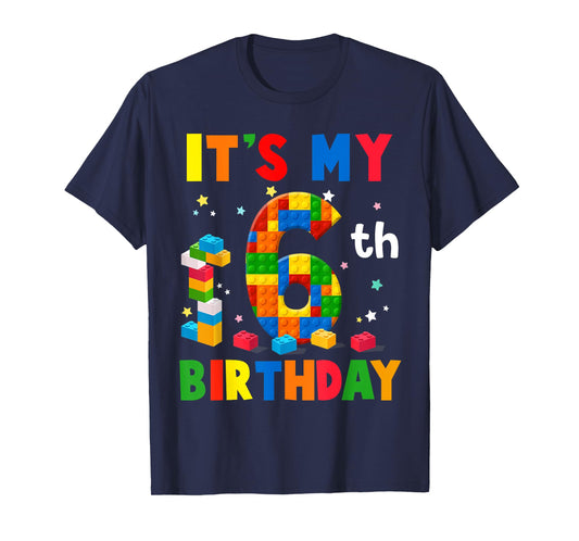 It's My 6th Birthday Building Blocks Bricks 6 Years Old Boy T-Shirt