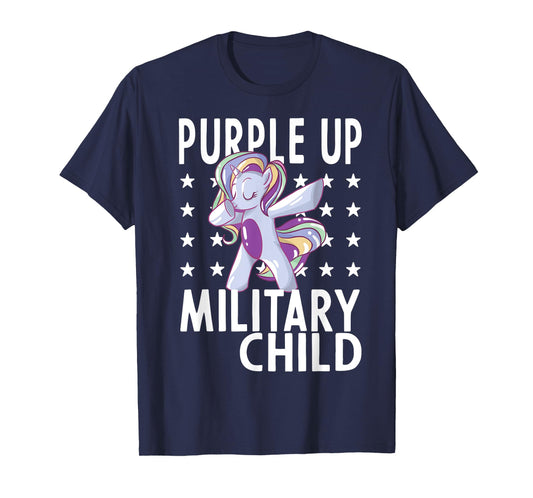 Awareness Month Purple Up Military Child 2023 Unicorn Kids T-Shirt