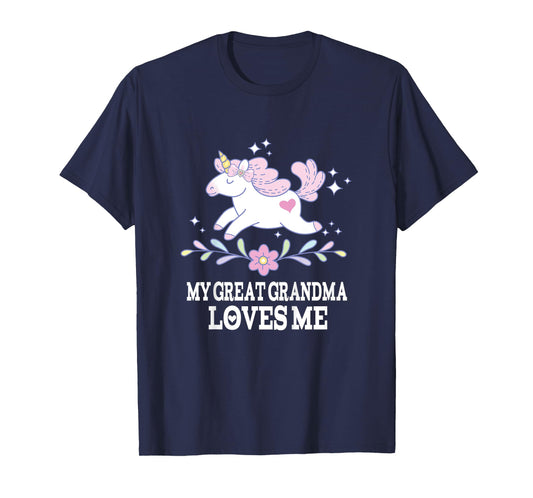 My Great Grandma Loves Me Girl Unicorn Granddaughter T-Shirt