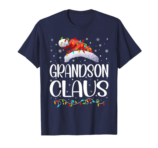 Grandson Claus Xmas Lights Christmas Pajama Matching Family T-Shirt