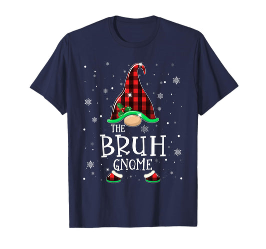 Funny BRUH Gnome Matching Christmas BRO Meme Teens Boys Xmas T-Shirt