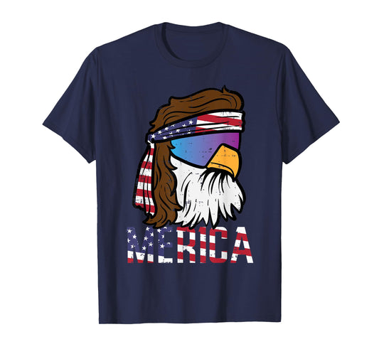 4th July Eagle Mullet Merica Flag Patriotic Men Women Kids T-Shirt