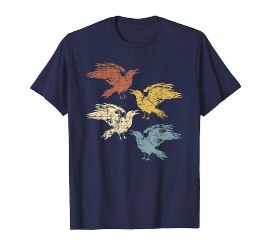 Black Crow Forest Animal Bird Gothic Spooky Retro Raven T-Shirt