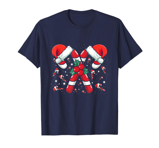 Candy Cane Merry Xmas Bright Red and White Candy Christmas T-Shirt