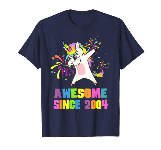 21 Years Old Awesome Since 2004 Unicorn 21st Birthday T-Shirt
