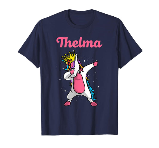 THELMA Gift Name Personalized Birthday Dabbing Unicorn Queen T-Shirt