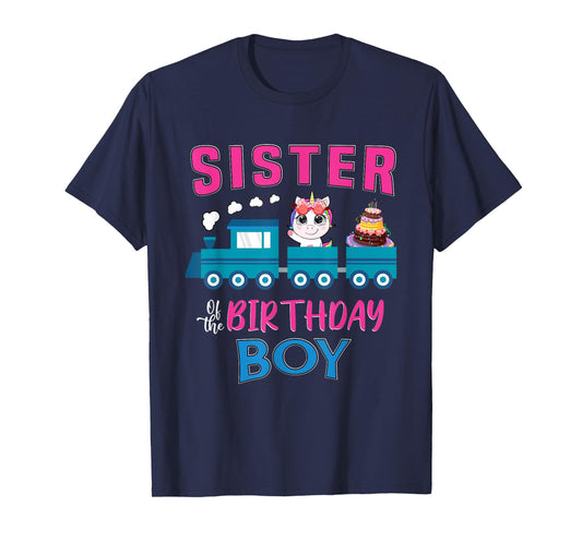 Sister Of The Birthday Boy Unicorn Train Lover Railroad T-Shirt