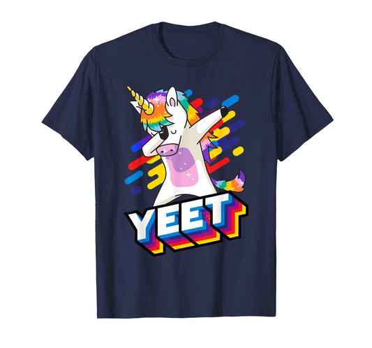 Colorful Dabbing Dancing Unicorn Celebration Yeet T-Shirt