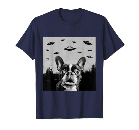 Alien UFO Funny Frenchton Dog Lover Men Women Kids T-Shirt