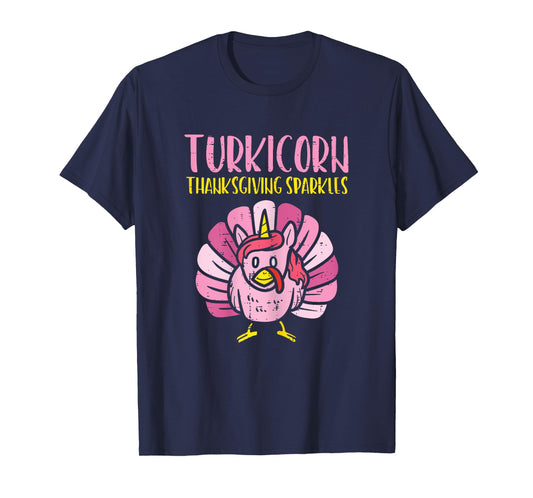 Turkicorn Thanksgiving Sparkles Turkey Unicorn Girls Women T-Shirt