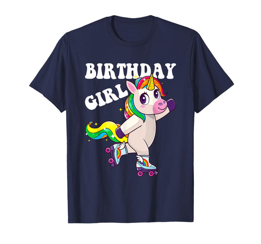 Roller Girl Unicorn Retro Birthday Rolling Skates Girls Kids T-Shirt