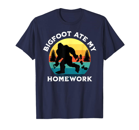 Vintage Retro Bigfoot Ate My Homework Funny Sasquatch T-Shirt