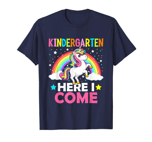 Kindergarten Here I Come Cute Unicorn 1st Day Back To School T-Shirt
