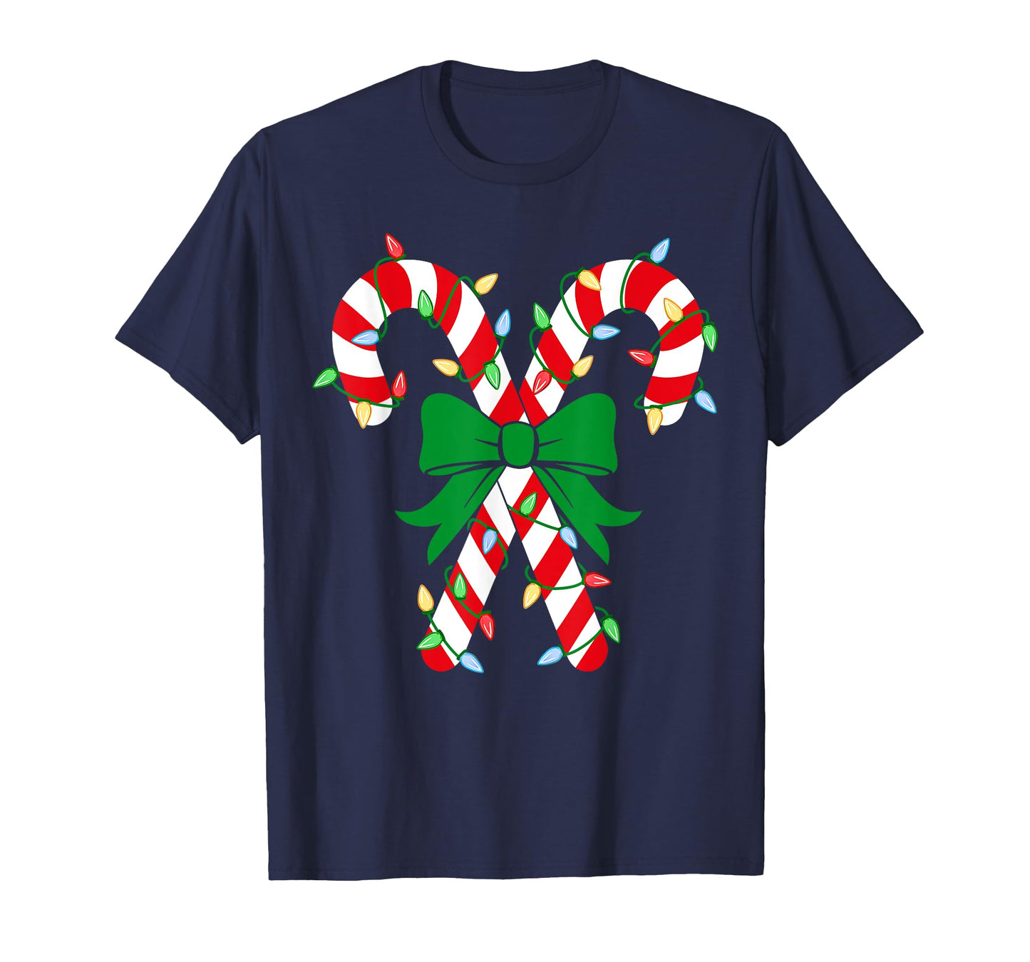 Candy Cane Crew Christmas Lights Family Matching Pajamas T-Shirt