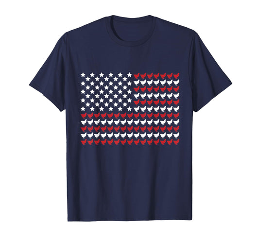 Chicken 4th of July Paw Print American Flag Women Kids Men T-Shirt
