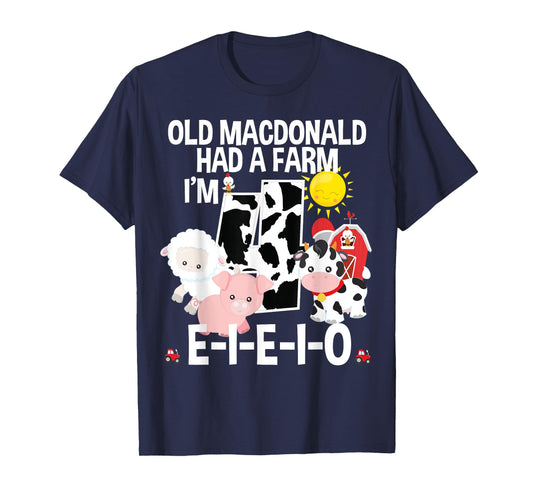 Toddler Kids Old MacDonald 4th Birthday Party Nursery Song T-Shirt
