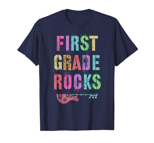 Hello 1st GRADE ROCKS Teacher Team FIRST Gr Vibes Rockstar T-Shirt for Men Women Kids