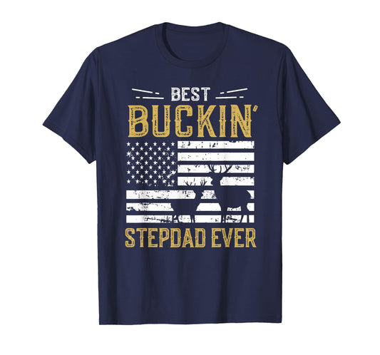 Best Buckin Stepdad Ever Funny Gift Deer Hunter Cool Hunting T-Shirt