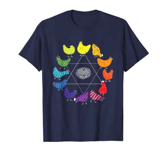 Chicken Themed Color Wheel Educational Art Teacher Artist Men Women Girls Kids T-Shirt