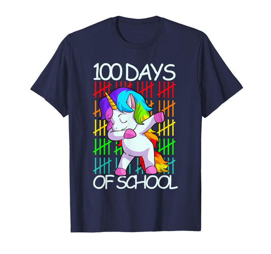 Happy 100 Days Of School Shirt Girls Unicorn Lover Gift T-Shirt