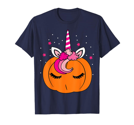 Cute Pumpkin Unicorn Face Costume Easy Halloween Gifts T-Shirt