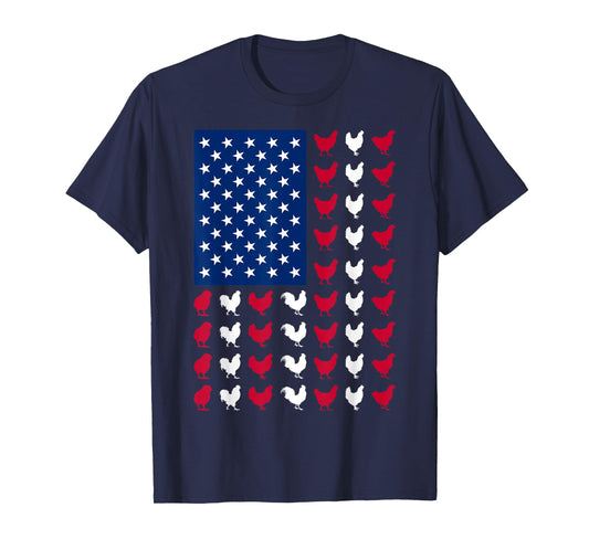 4th of July Chicken Lovers Funny USA American Flag Patriotic T-Shirt
