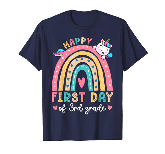 Happy First Day Of 3rd Grade Unicorn Girls Back To School T-Shirt
